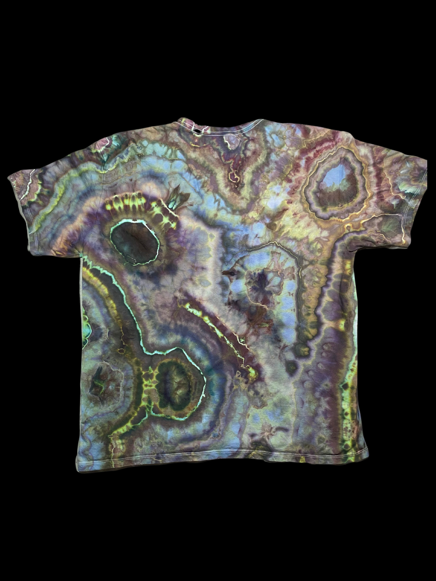 Hand-Dyed Calvin Klein V- Neck Geode Tie Dye T-shirt - Size X-Large