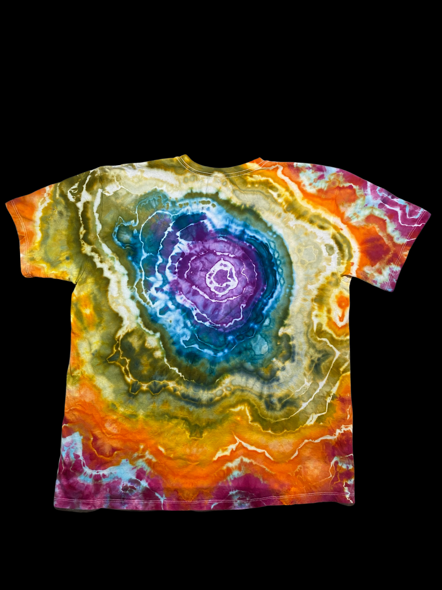 Hand-Dyed Calvin Klein V- Neck Geode Tie Dye T-shirt - Size X-Large