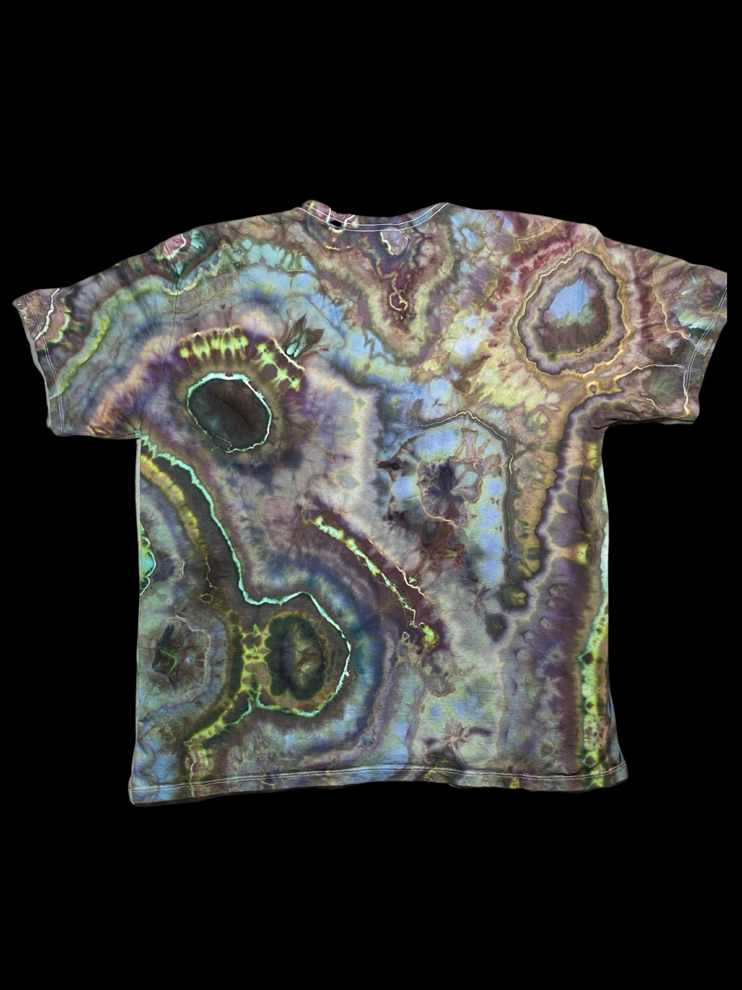 Hand-Dyed Calvin Klein V- Neck  Geode Tie Dye T-shirt - Size X-Large