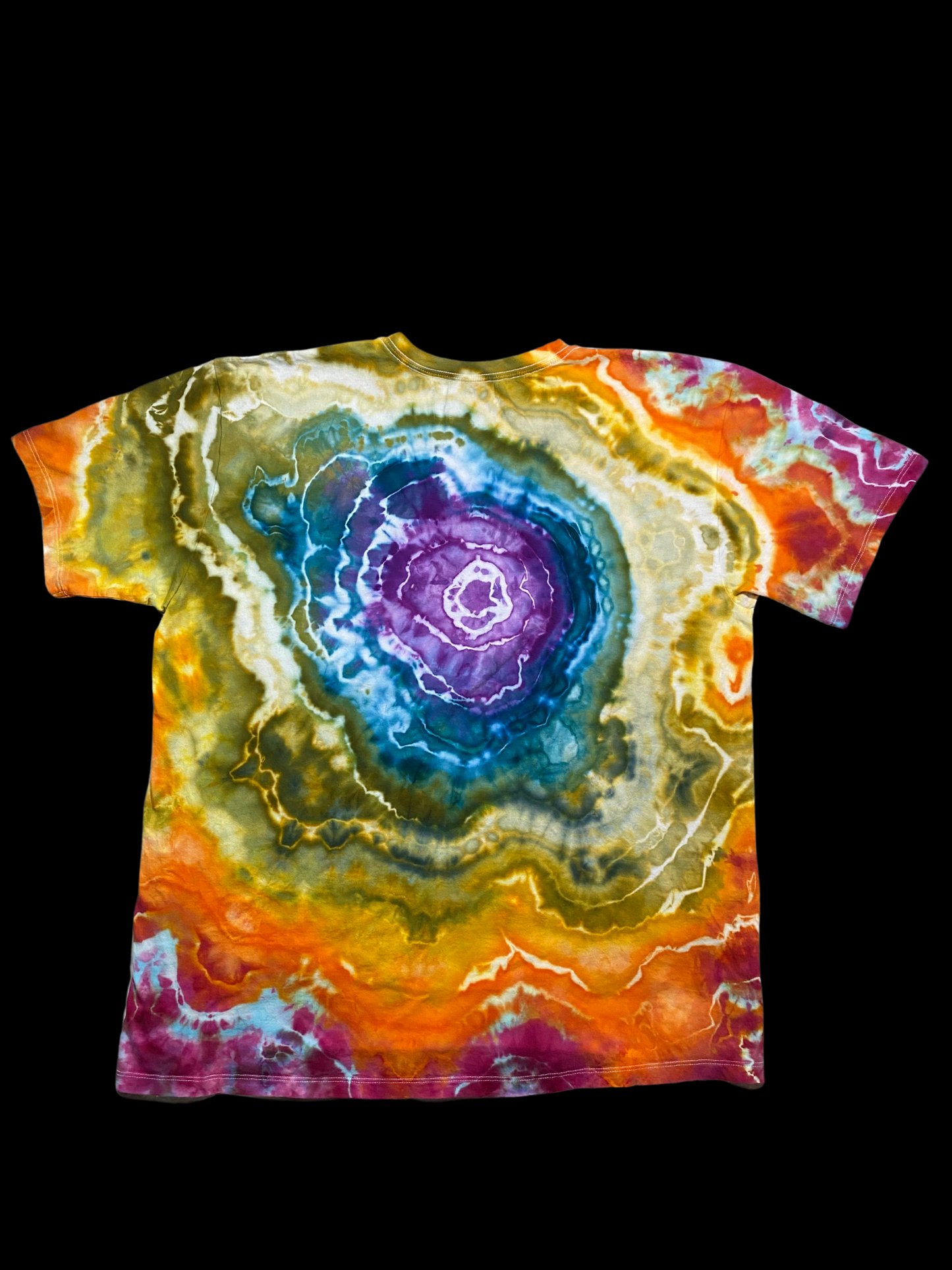 Hand-Dyed Calvin Klein V- Neck  Geode Tie Dye T-shirt - Size X-Large